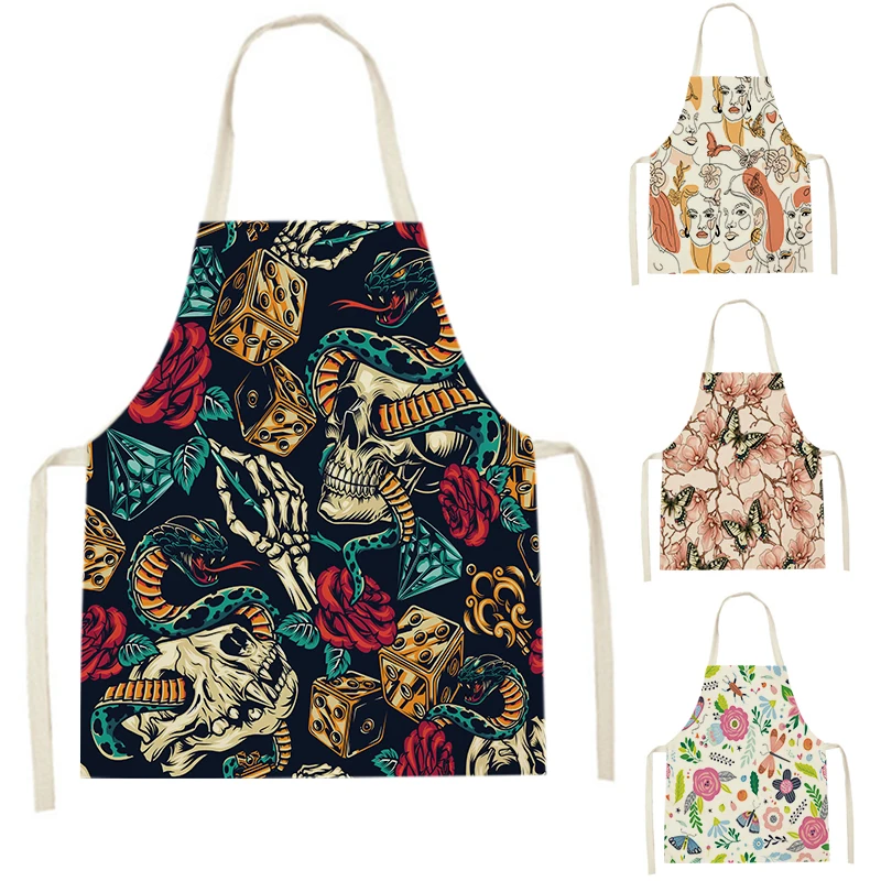 

Кухонные фартуки WQJ54 для женщин, льняные нагрудники, домашний фартук для уборки, домашние водонепроницаемые поварские фартуки для выпечки, ...
