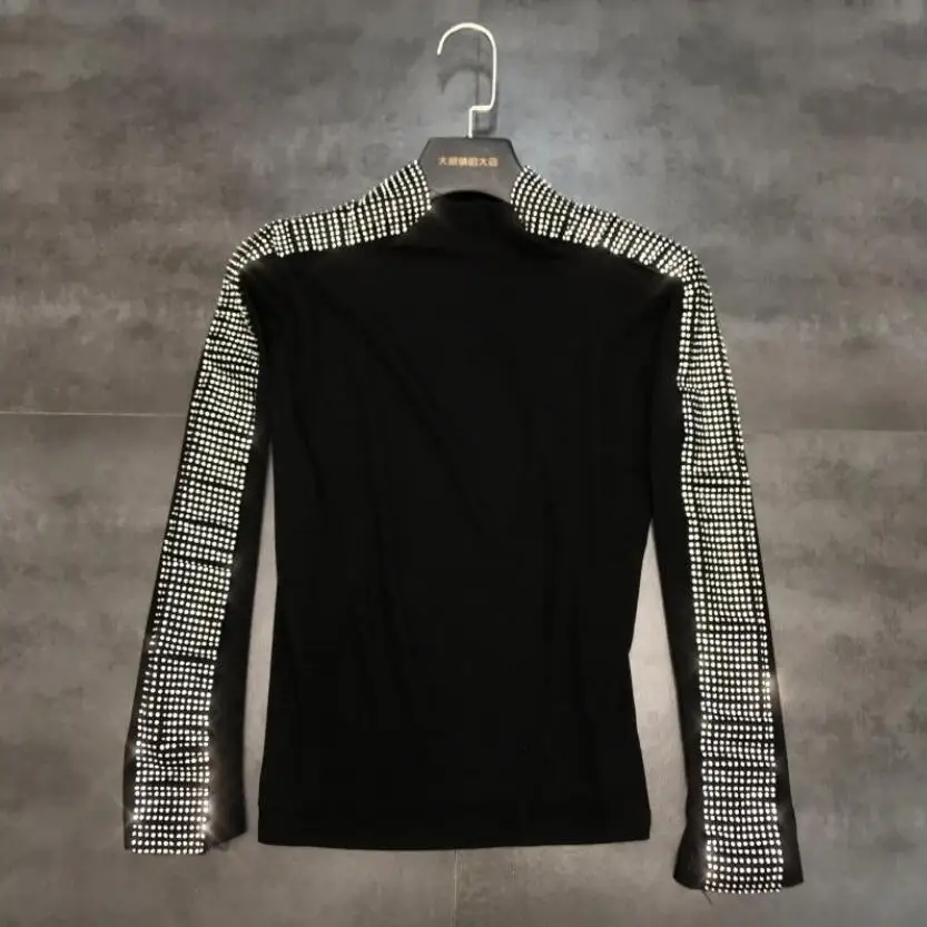 Новая модная эластичная рубашка с полувысоким воротником и рукавами фонариками