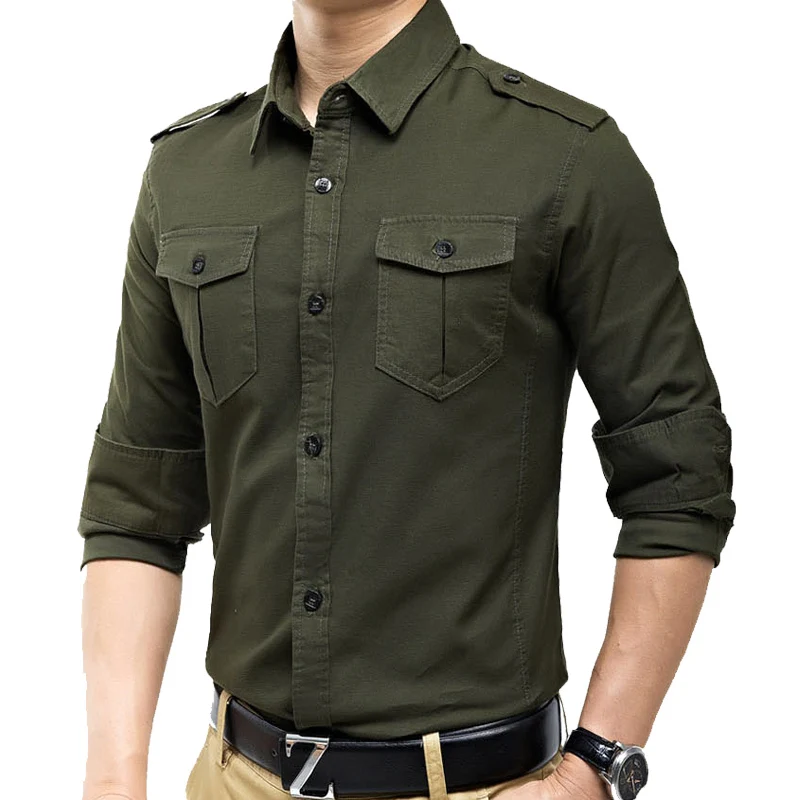 

New arrivals military vintage slim fit long sleeve shirt causaul shirts Yellow Army green M-XXXL A6620