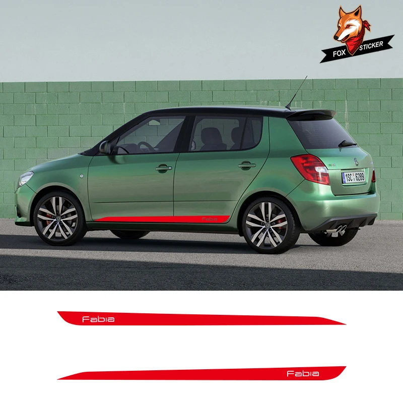 Виниловые наклейки для автомобиля 2 шт. в полоску по бокам с юбкой спортивный