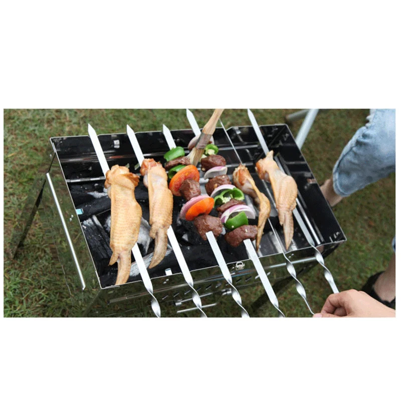 

6pcs Barbecue Prod Steel Barbecue Skewer Tool BBQ Sign Barbecue Tool Outdoor Barbecue Tools Reusable Barbecue Tool