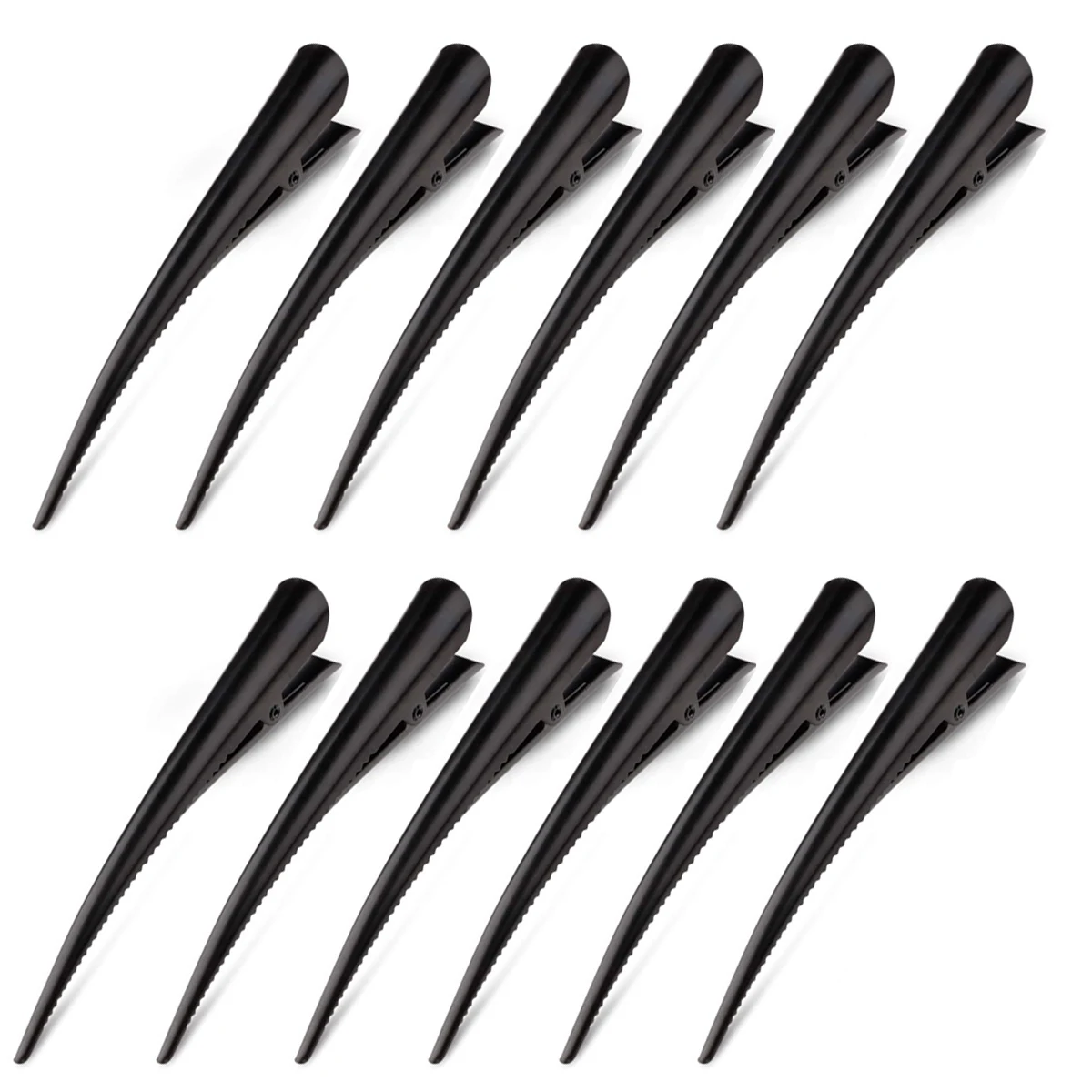 

6/12 Pieces Set Guangzhou 13 cm Thick Horn Clip Black Metal Non-Slip Alligator Clip Hair Clip Hair Styling Tool