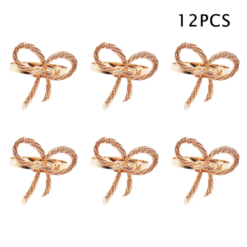 

6pcs/lot Simple Golden Napkin Ring Butterfly Bow Tie Napkin Buckle Hotel Restaurant Mouth Cloth Ring Metal Napkin Ring