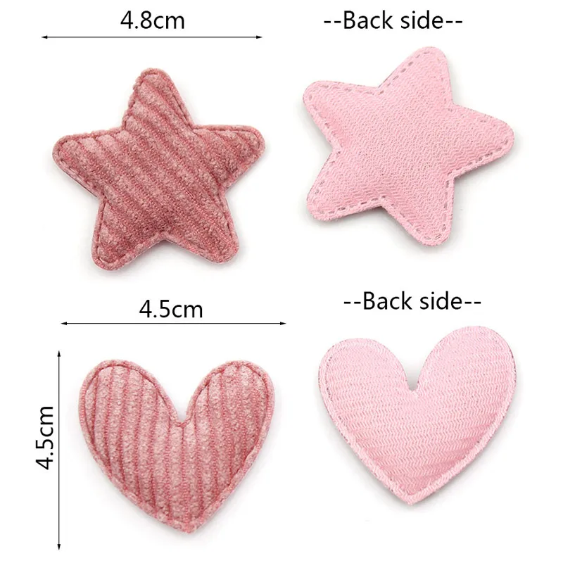 

25pcs Plush Fabric Star Heart Padded Patches Appliques for DIY Kids Hat Clothing Headwear Hair Clip Accessories Sewing Supplies
