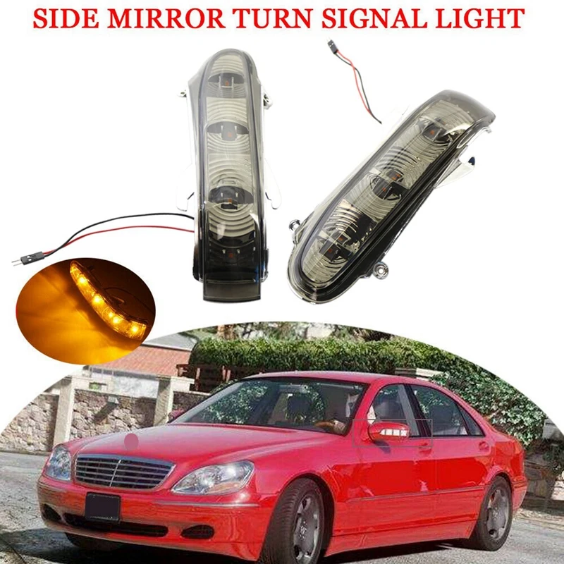 

Pair Rearview Side Mirror Turn Signal Indicator Gray Lens for Mercedes-Benz W220 S-Class W215 CL-Class 1999-2003