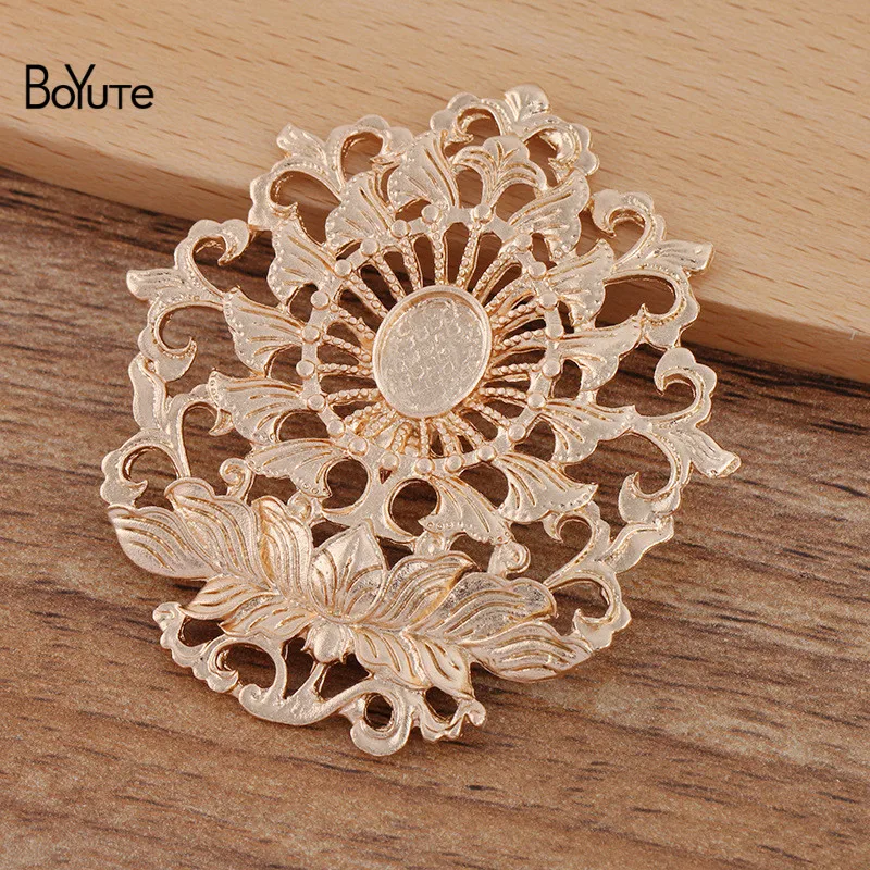 

BoYuTe (20 Pieces/Lot) 50*56MM Metal Alloy Flower Materials with 7*9MM Blank Diy Handmade Jewelry Accessories Wholesale