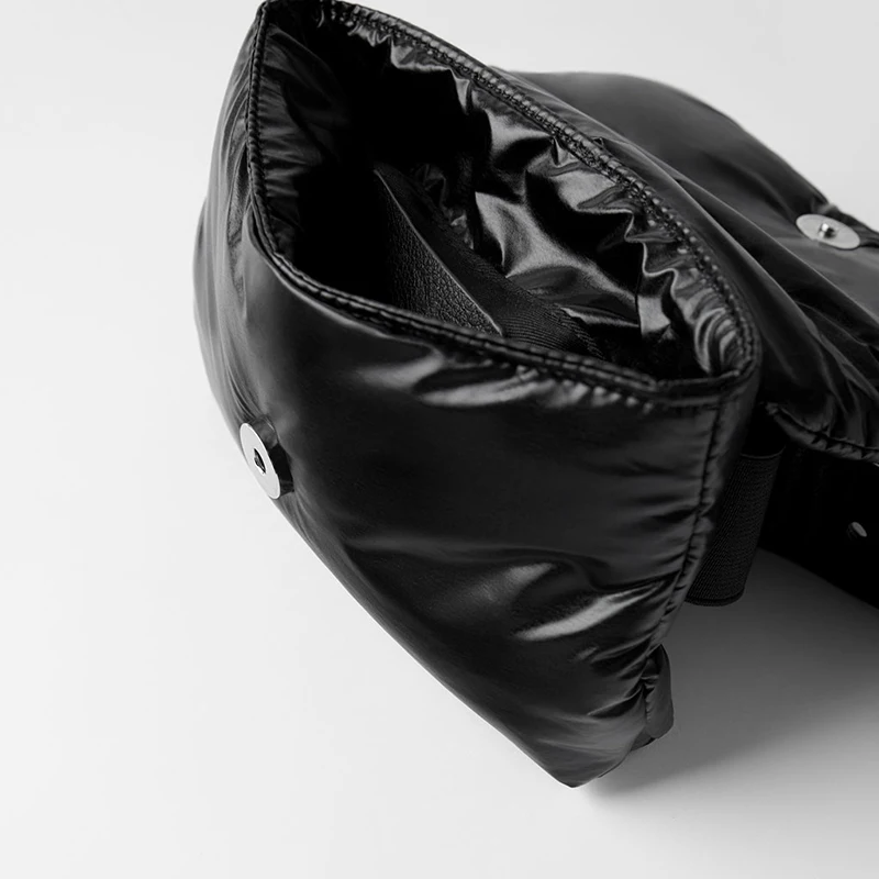 Стеганая поясная сумка черная хлопковая регулируемый нагрудный ремень зимняя