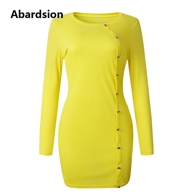 Abardsion женское ребристый трикотажный облегающее платье Осенняя коллекция Vestidos 2019