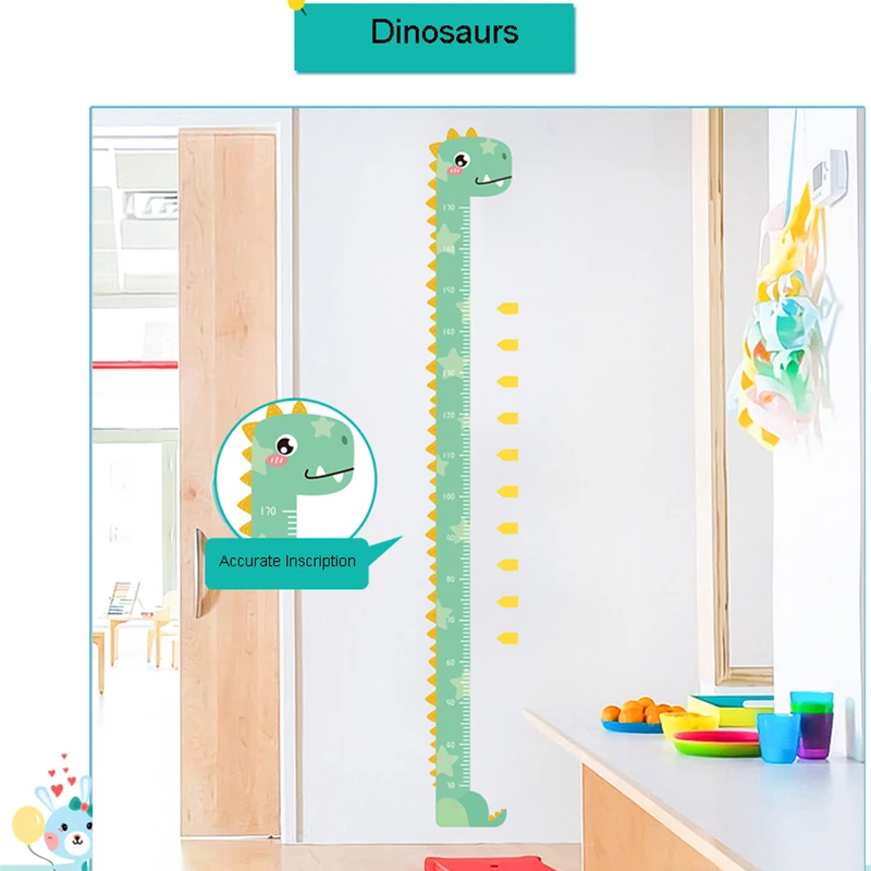 

Cartoon Animals Wall Stickers Giraffe Dinosaur Height Measure Sticker Kids Rooms Growth Chart Wallpaper Room Decor