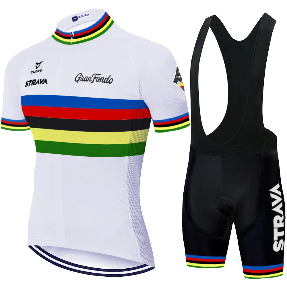2020 Радуга STRAVA велосипедная команда с коротким рукавом Maillot Ciclismo мужская