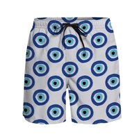 men casual shorts turkish blue eyes pattern printing breathable quick dry surfing beach pants sports shorts running shorts