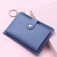 new women short coin wallet fashion pu leather keychain zipper hasp purse female credit card holder small clutch money bag
