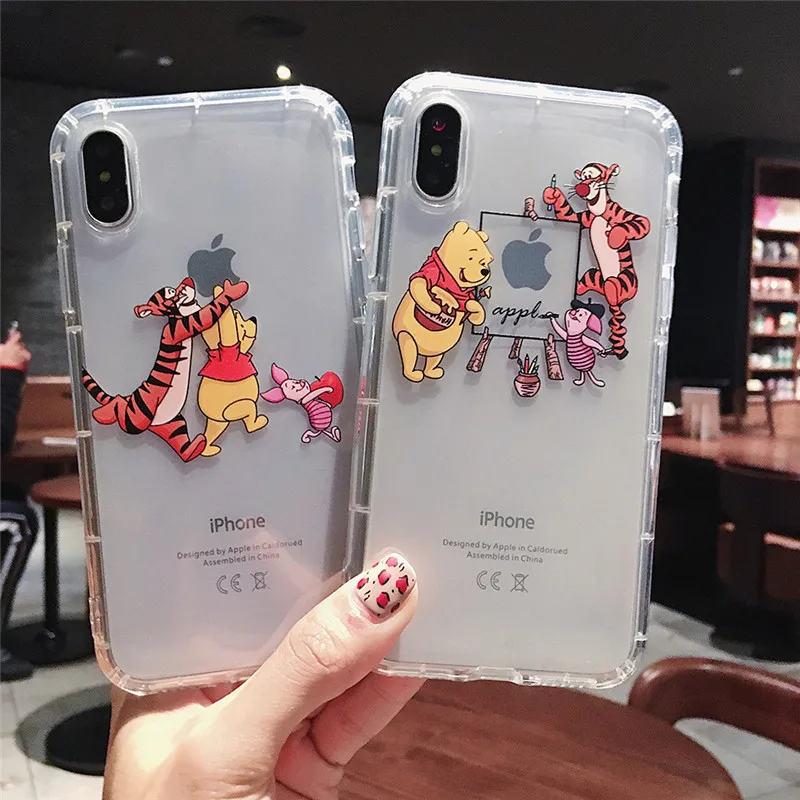 Милый чехол для телефона с изображением Винни Тигра для iphone 6, 6s, 7, 8 plus, 11 Pro, X, XS, Max, Xr, аниме, комиксы, прозрачный мягкий силиконовый чехол