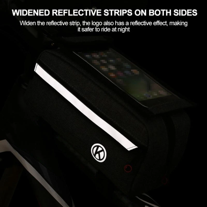 

Bike Triangle Frame Front Tube Frame Bag Nylon Reflective Effect Waterproof Cycling Bag Bicycle Phone Bag