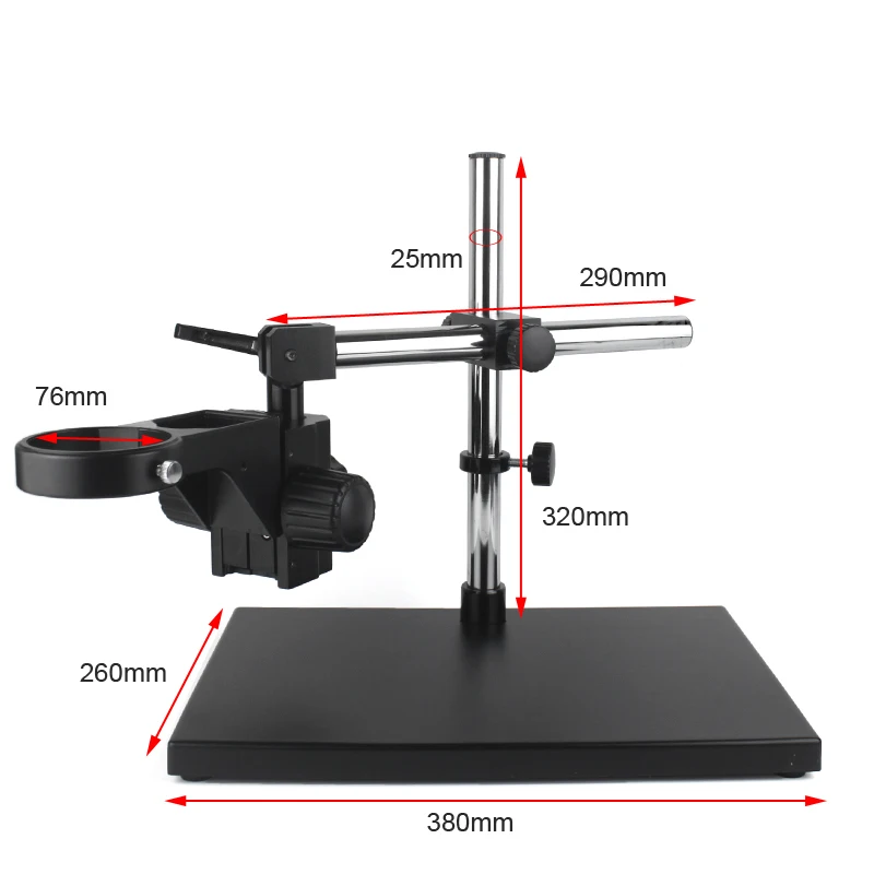 Soporte de mesa de brazo estéreo de gran tamaño, soporte de anillo de 76mm para cámara de microscopio estéreo, para la industria de laboratorio