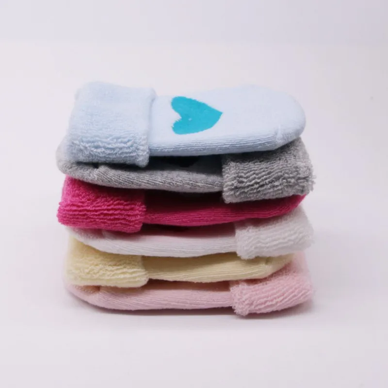 Baby Boys Girls Thickening Cotton Heart Print Cartoon Anti-slip Floor Socks Hot Newborn Winter Autumn Warm Soft Clothes Socks