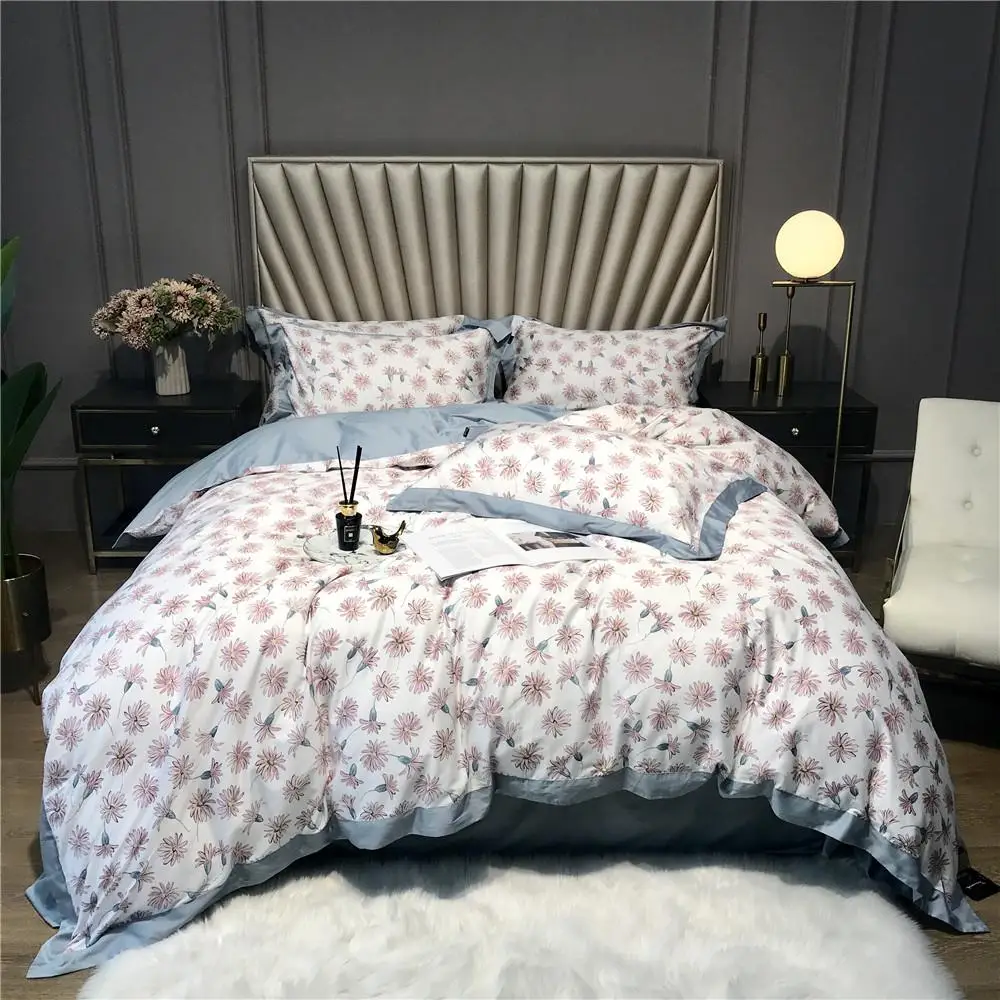 9 в спальню 4 шт. 60s Египетский хлопок Комплект постельного белья королева Король