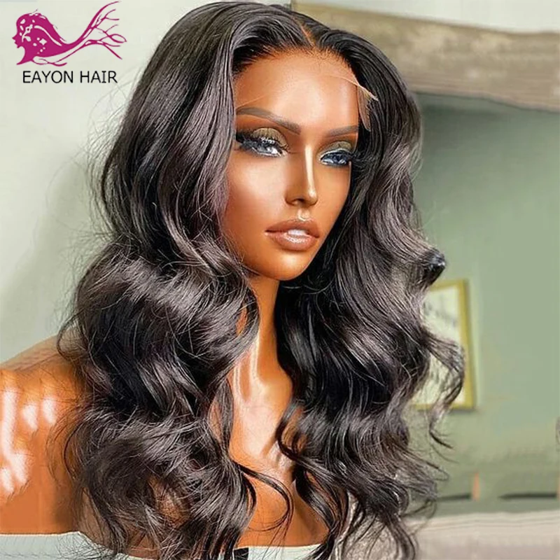 

EAYON Medium Length Lace Frontal Wig Body Wave Human Hair Wigs 4x4 Closure Wig Baby Hair Brazilian Wigs For Black Women