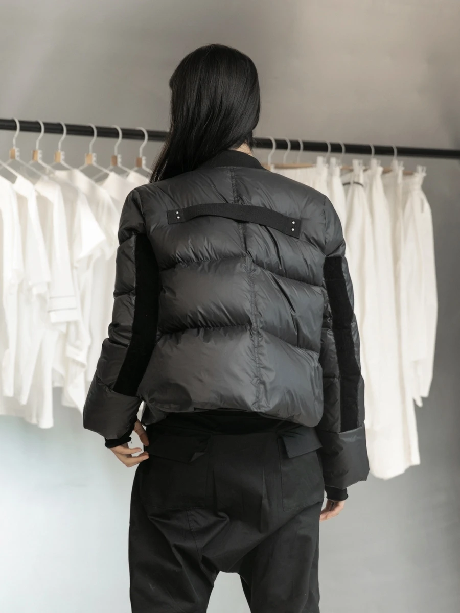 

Busy Girl Designs Short Down Jacket Fashion Autumn Winter 2021Black Down Coat Fashion New Women Full Sleeve Pocket Black Jacket