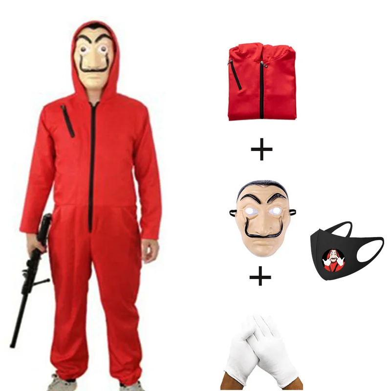 

Salvador Dali Movie Costume Money Heist The House of Paper Cosplay Halloween Party Costumes with Face Mask