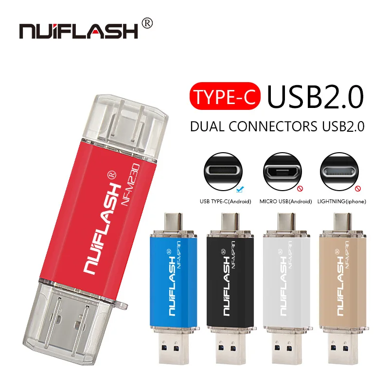 

Waterproof 2 in 1 Type-C USB 3.0 Flash Drive 32GB 64GB 128GB flash memoria usb stick Full capacity pendrive high quantity U disk