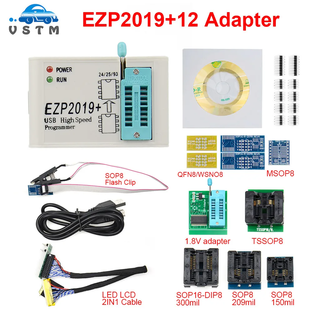 Высокоскоростной USB SPI программатор EZP2019 support24 25 93 EEPROM flash bios Чип eprom usb с 5 adpaters |