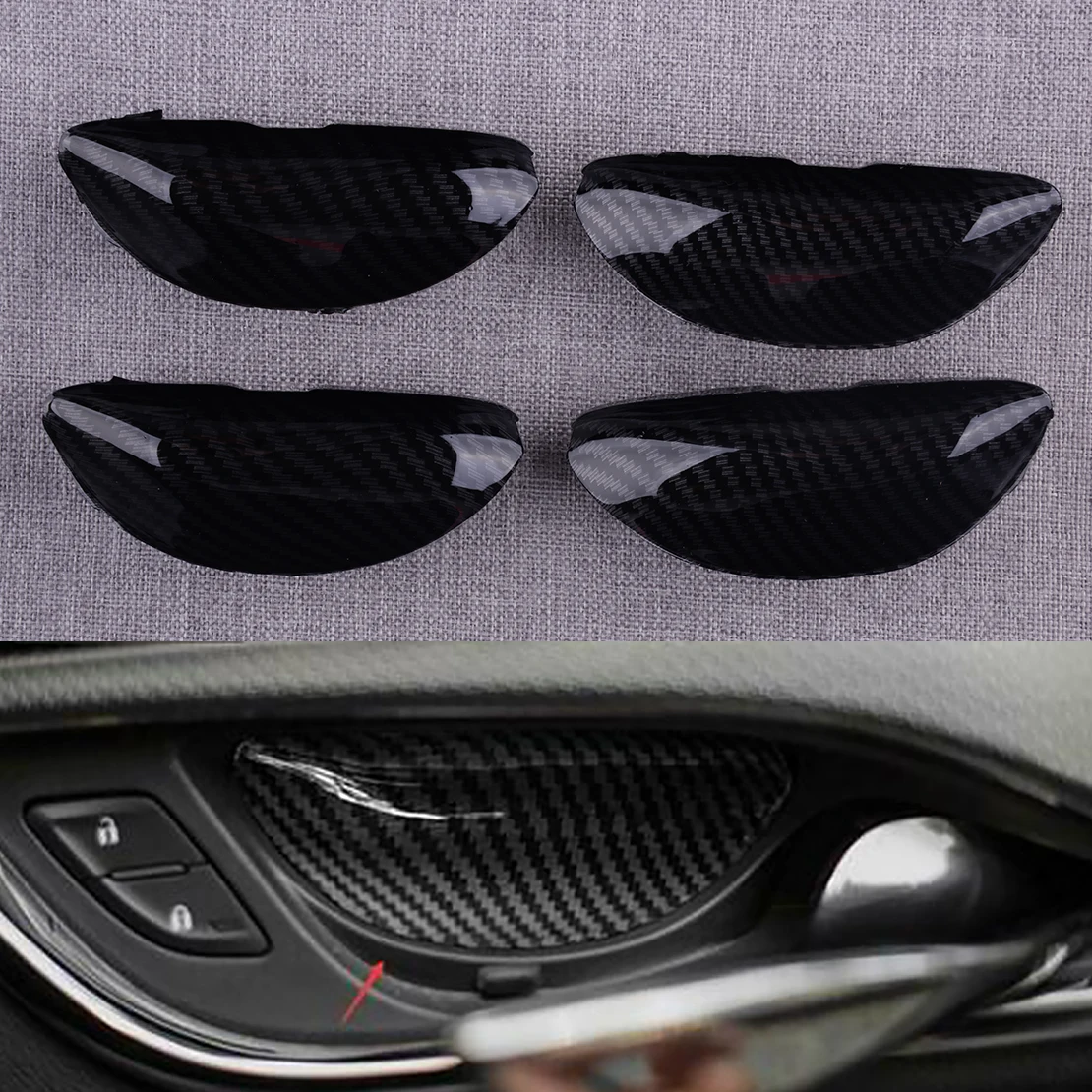 Manija de puerta Interior para coche, cubierta embellecedora de estilo de fibra de carbono para Cadillac ATS 2013, 2014, 2015, 2016, 2017, 2018, 2019, 4 Uds.