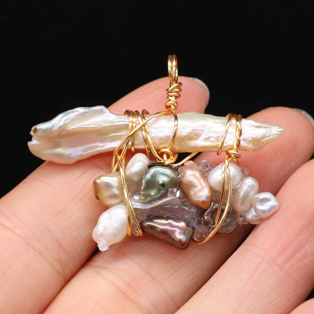 

New Style Natural Freshwater Pearl Irregular Winding Pendant For Jewelry Making DIY Necklace Bracelet Accessory