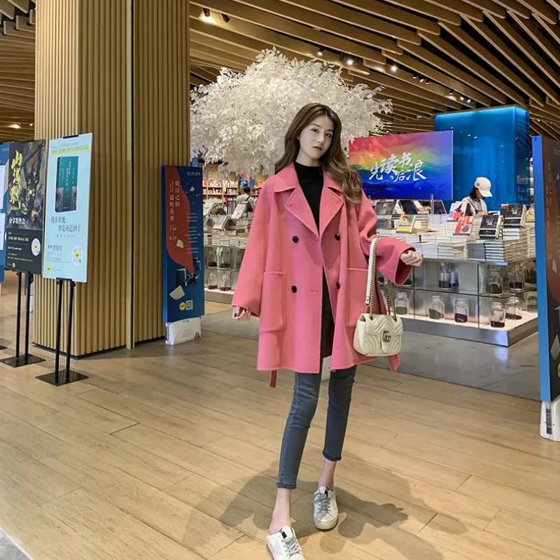 

Women Long Woolen Coat 2020 New Arrivals Loose Waistband Jacket