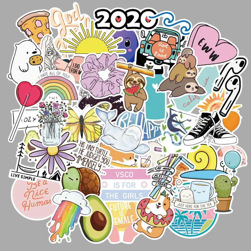 75 шт маленькие свежие наклейки для багажа ноутбука Наклейка скейтборд наклейка