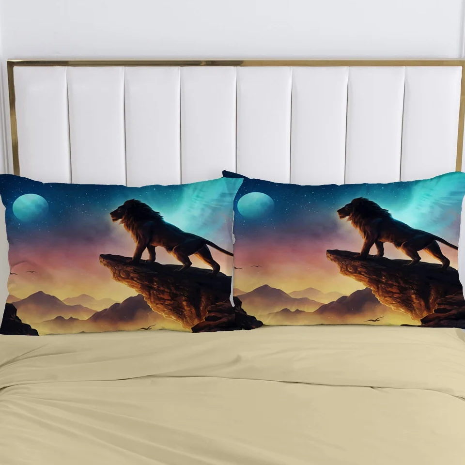 

2pc Pillow Case Pillowcase 50x70 50x75 50x80 50x90 80x80 70x70 Decorative Pillow Cover lion Animal Bedding Drop Shipping