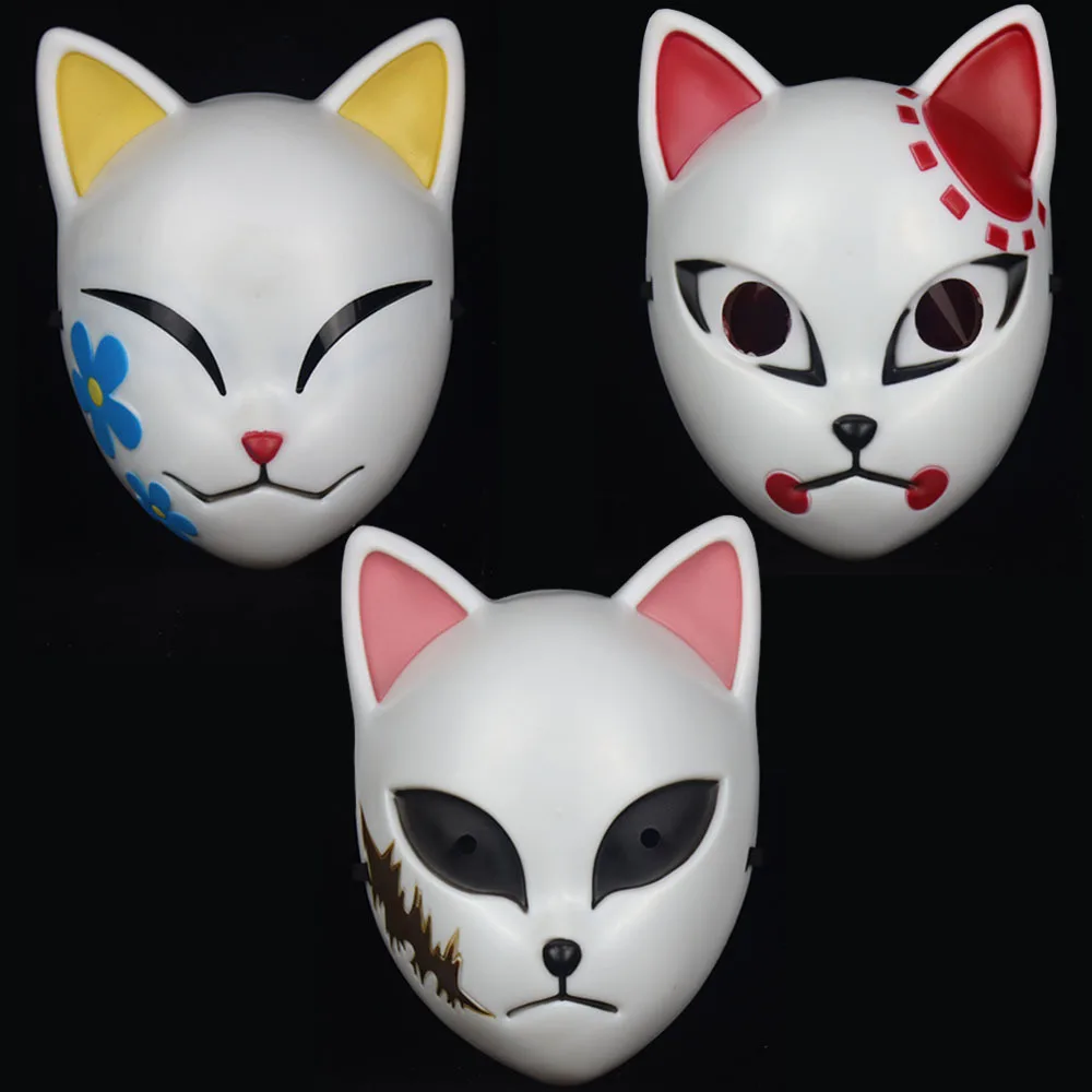 

Japanese Anime Niman Demon Slayer Blade Kazomon Tanji Langchang Rabbit True Fox Half Face Fox Mask Cosplay Performance Props