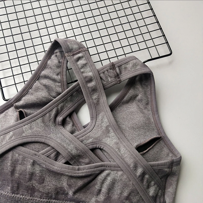 Бесшовный Камуфляжный комплект для йоги женщин одежда спортзала и фитнеса