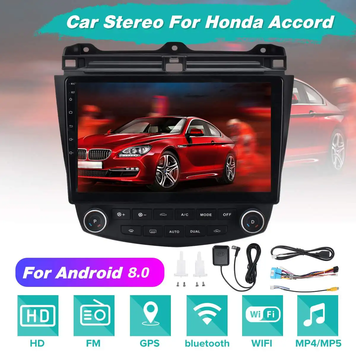 Мультимедийный плеер YUEHOO 2 DIN Android 10 1 четырехъядерный mp5 GPS Wi Fi FM AM радио для Honda Accord 8