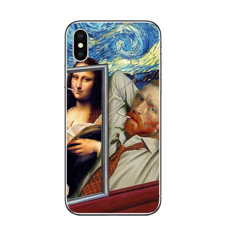 Mona Lisa Van Gogh Phone Case Art Paint Pattern Print for iphone X XR XS MAX 8 7 6 5 6S 5S SE PLUS soft TPU Silicone Cases Cover | Мобильные