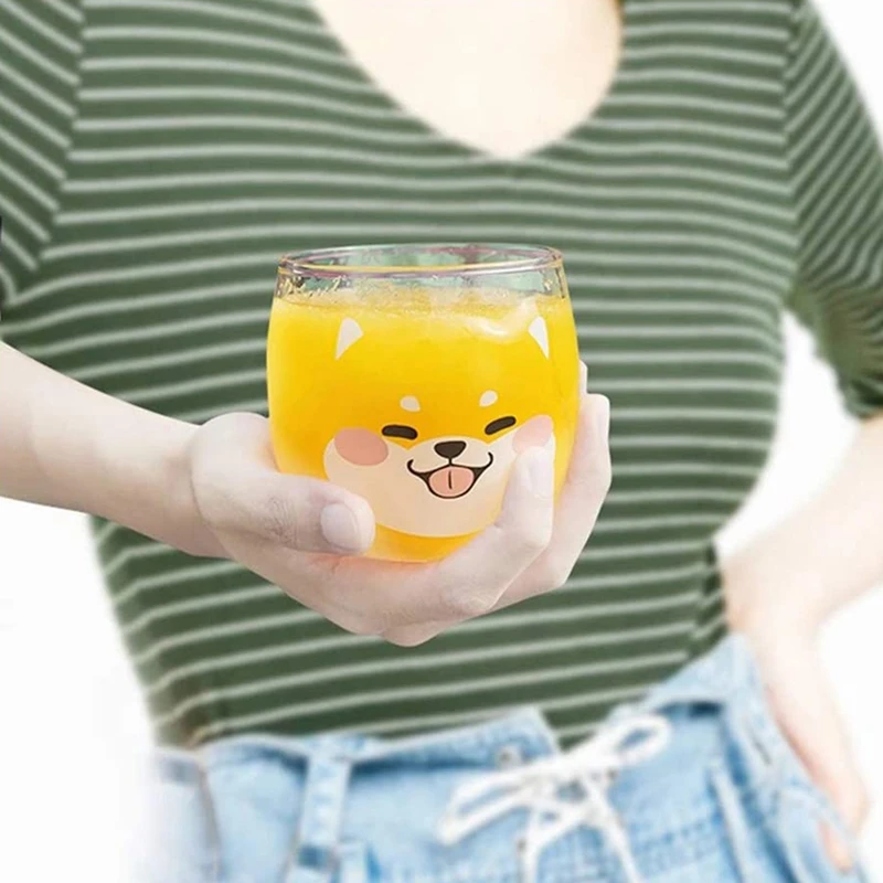 Shiba Inu Glass Cup Creative Funny Animals Dog Tea Milk Coffee Juice Drinking Glasses Cups 400ML | Дом и сад
