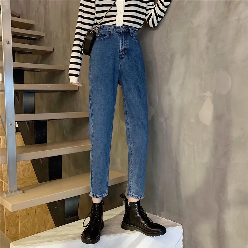 

Denim Pants for Women Ins Trendy 2020 Autumn and Winter New Retro Loose Straight Pants Versatile Student High Waist Dad Jeans