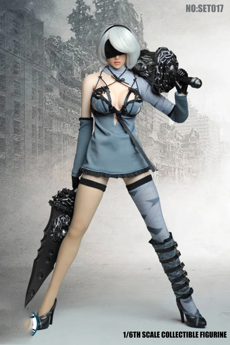 Сексуальные PS4 игры 1/6 NieR Automata 2B YoRHa No. 2 Тип B Девушка с головой лепки и Одежда