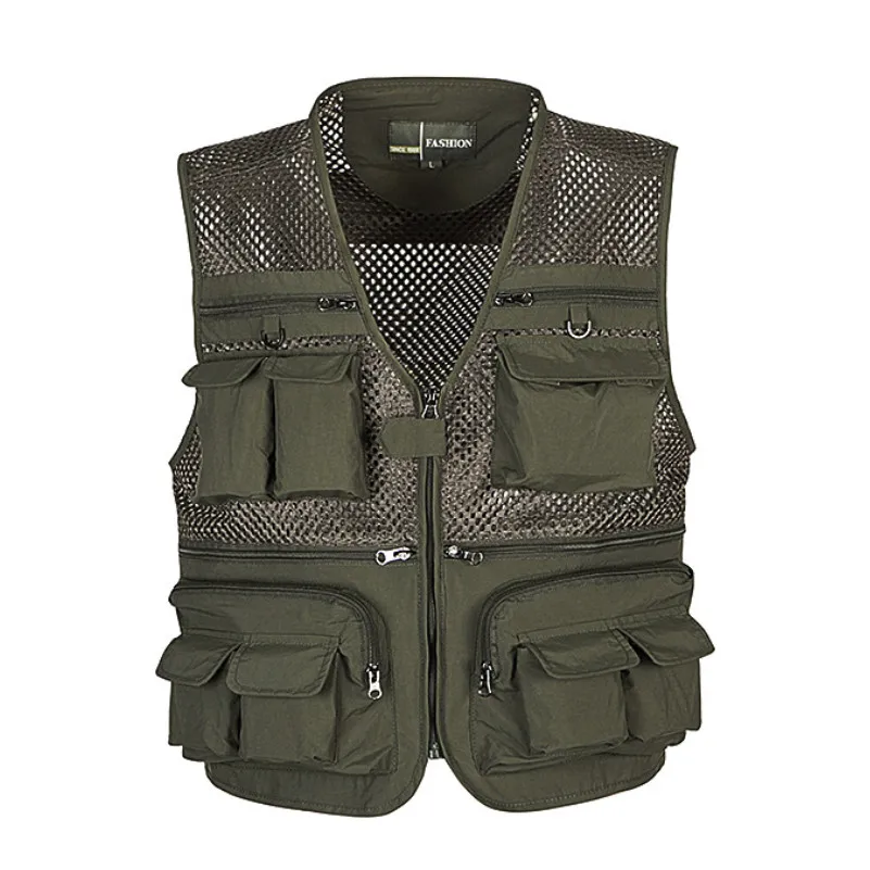 

2021 New Unloading Men's Vest Tactical Webbed Gear Coat Summer Photographer Waistcoat Tool Many Pocket Mesh Work Sleeveless