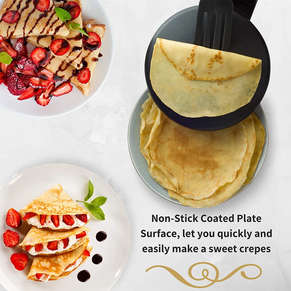 Online Pembuat Pancake Listrik Mini Pembuat Crepe Anti-lengket Hot Plate Cooktop Panci Kontrol Suhu Otomatis Alat Dapur Mesin Kue