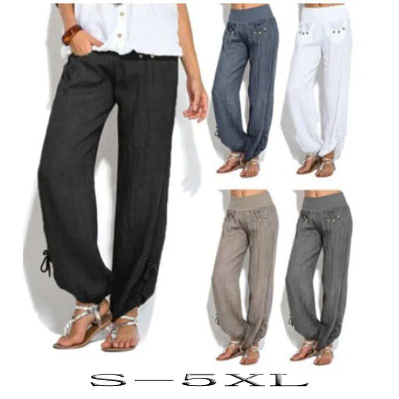Гаремные брюки. Летние брюки с оригинальной отделкой. Купить брюки женские хлопок лен