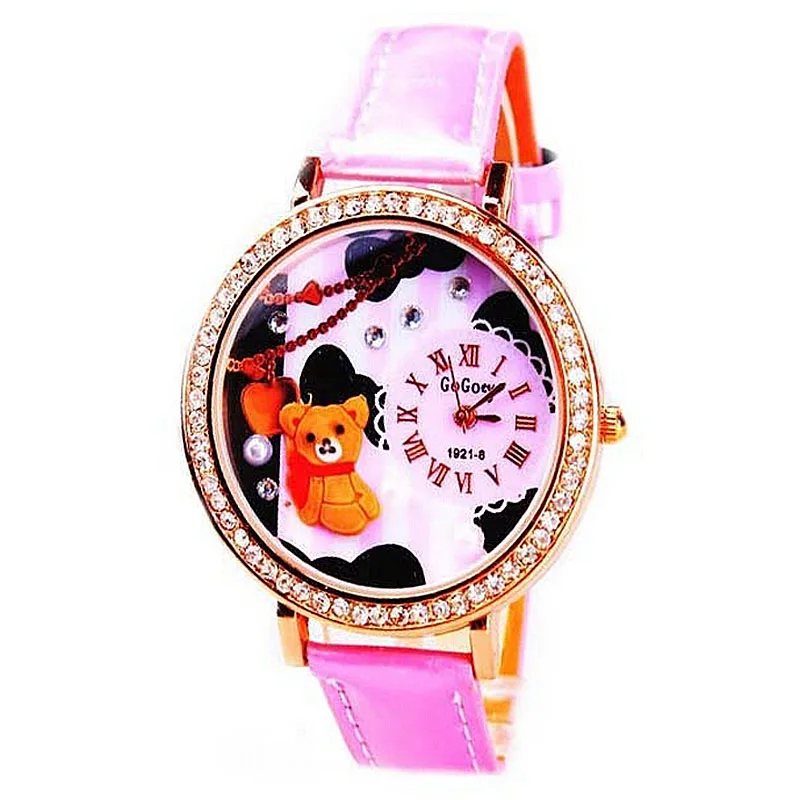 2020 Women Watches Fashion Bear Handmade POLYMER CLAY Pink Watch Femael Wristwatch Leather Relogio Feminino | Наручные часы
