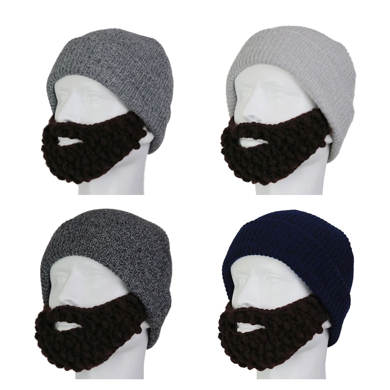 

Warm Knitted Beard Hat Face Acrylic Hat Outdoor Riding Face Guard Ornament P8DB