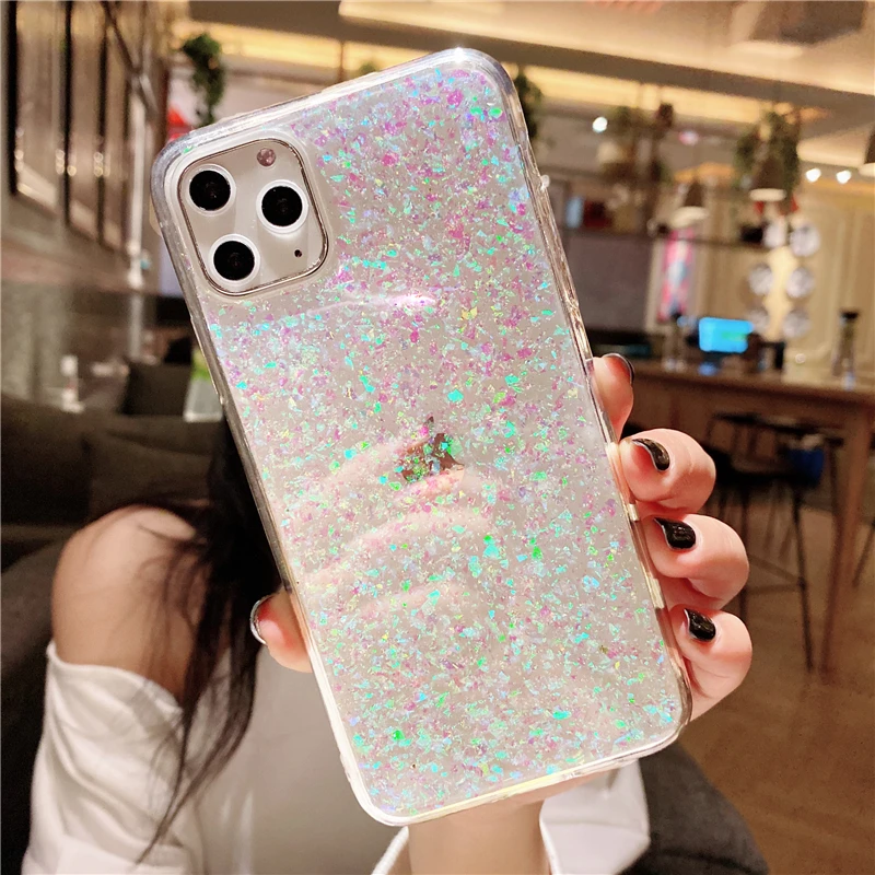 Luxury Shining Glitter Cover for iPhone 11 Pro XS Max XR Transparent Silicon Case 8 7 6S Plus Bling Sequins Hoesjes |