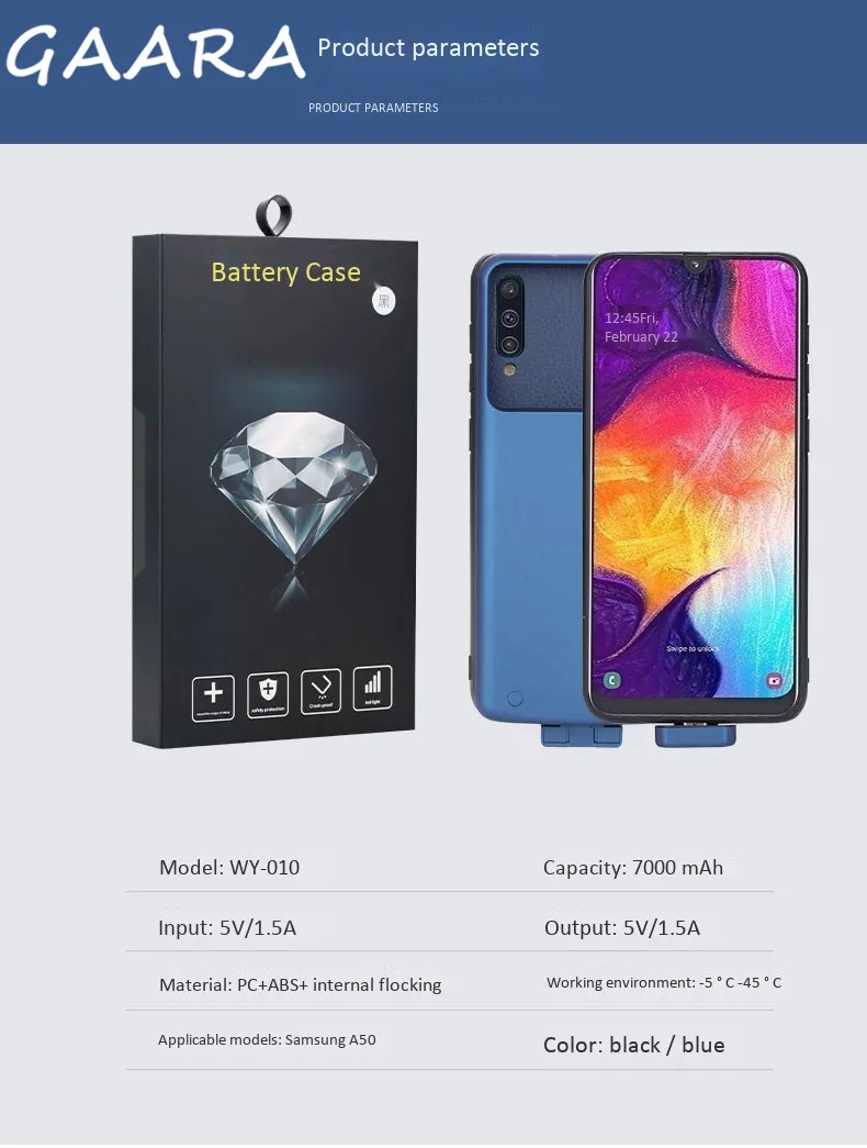 7000 мАч тонкая батарея чехол для samsung Galaxy A50 магнитный беспроводной отделяющий внешний резервный чехол Galaxy A50 power Bank Case