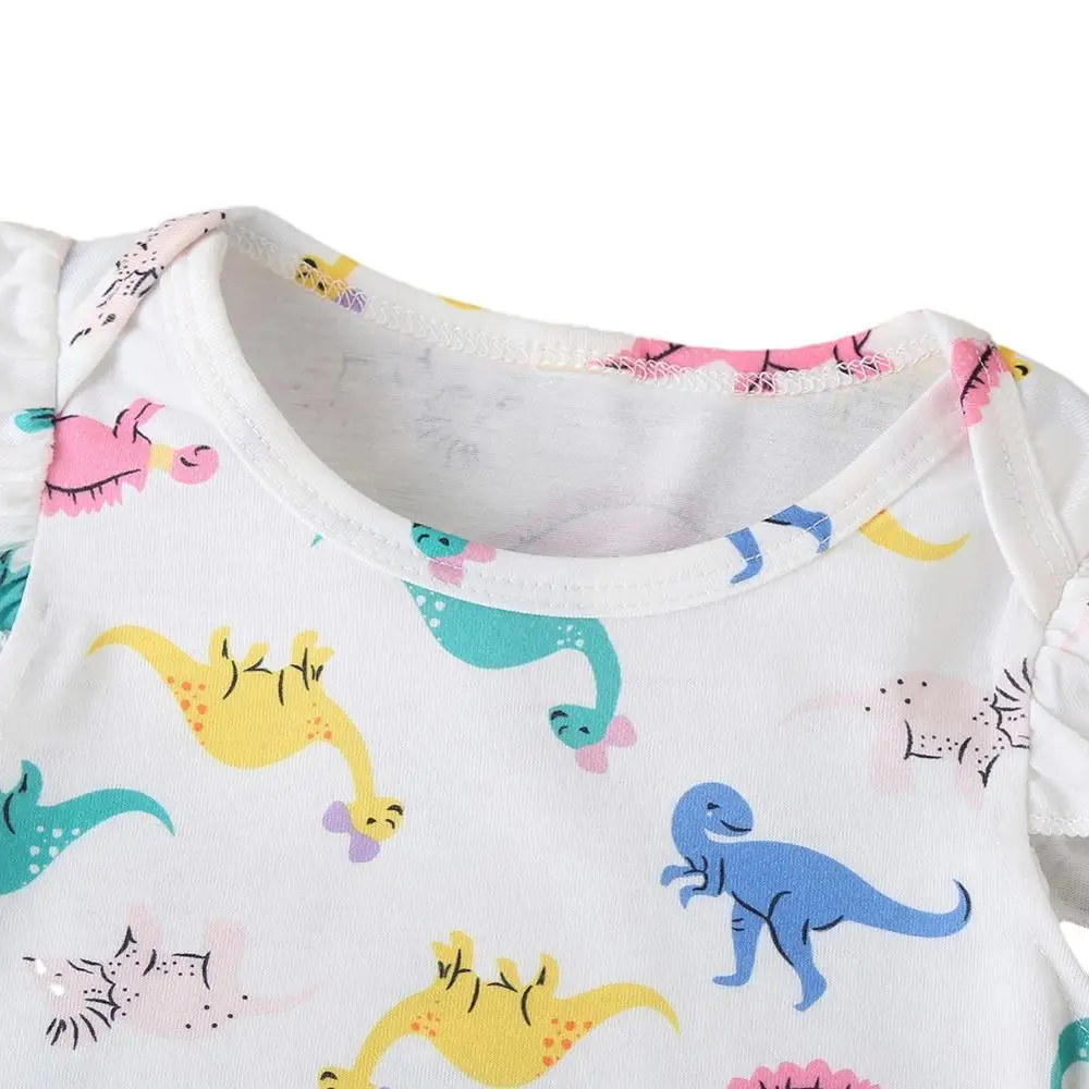 

Baby Short Sleeve Dinosaur Print Rompers