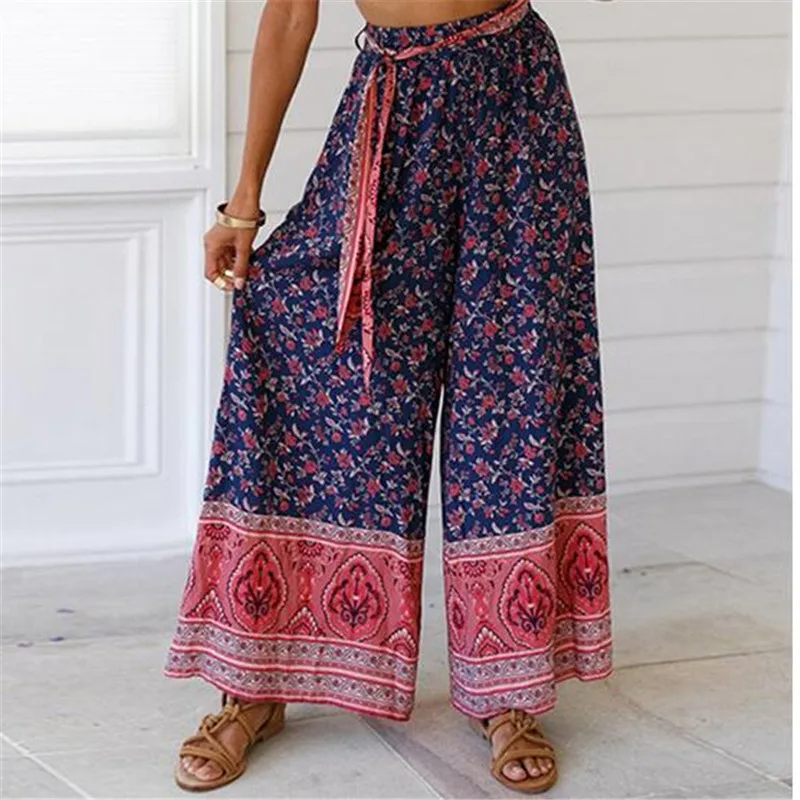 2019 Boho Women Baggy Harem Pants Hippie Wide Leg Gypsy Palazzo High Waist Loose Trousers Flared Bell Bottoms Hot Sale | Женская одежда