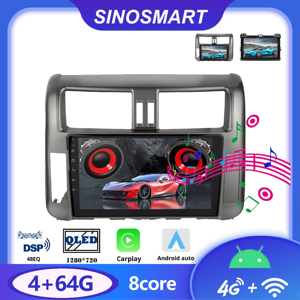 

Sinosmart Car Radio for Toyota Prado 2004-2013 Multimedia Player GPS Navigation 2din 2.5D IPS/QLED Screen 8 Core,DSP 48EQ