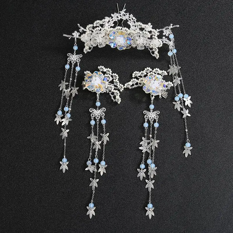 

Hand antiquity step shake Bob costume hairpin Classical Chinese clothing accessories headdress hair clip of hairpin crown Set