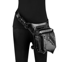 steampunk 2021 fashion leather women motorcycle gift design fanny pack casual pu thigh bags travel waist belt pack drop leg bag